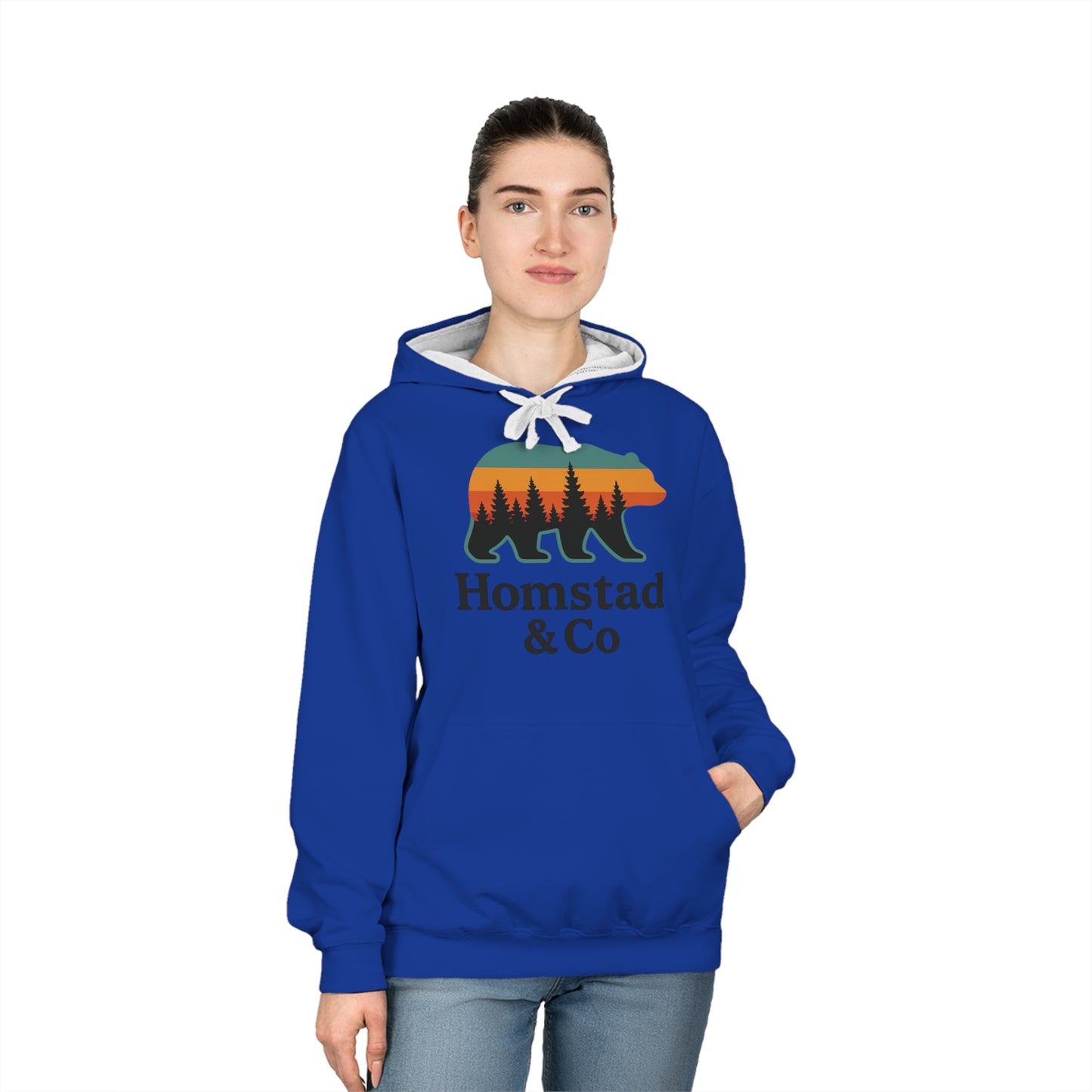 Cozy Unisex Varsity Hoodie with Bear Design, Ideal for Outdoor Adventures, Gifts for Nature Lovers, Great for Fall and Winter