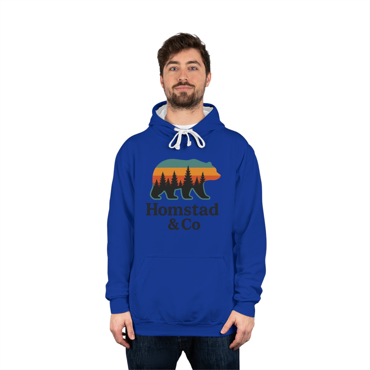 Cozy Unisex Varsity Hoodie with Bear Design, Ideal for Outdoor Adventures, Gifts for Nature Lovers, Great for Fall and Winter