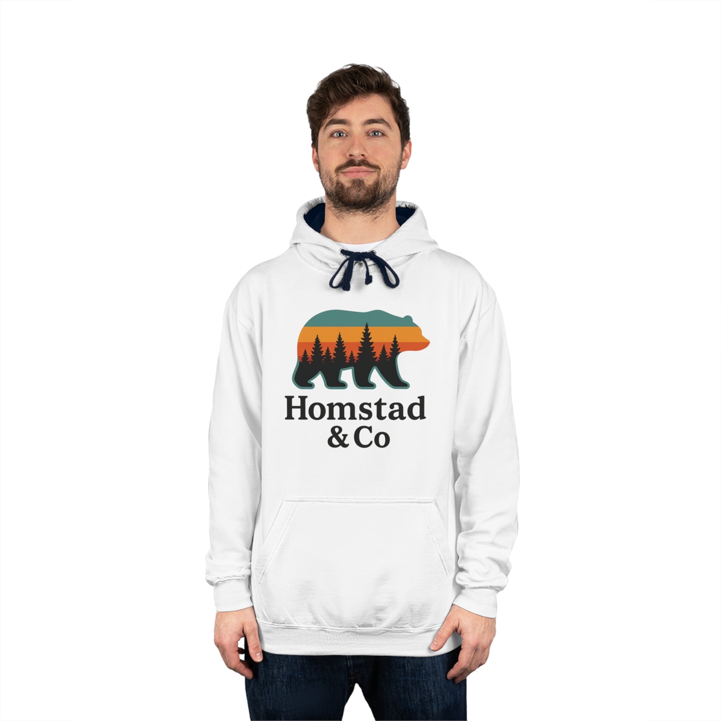 Cozy Unisex Varsity Hoodie with Bear Design, Ideal for Outdoor Adventures, Gifts for Nature Lovers, Great for Fall and Winter
