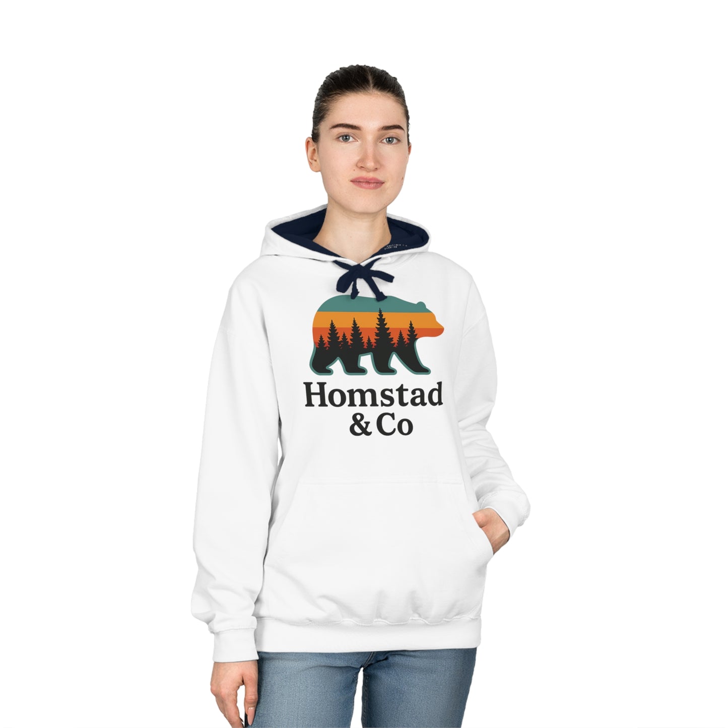 Cozy Unisex Varsity Hoodie with Bear Design, Ideal for Outdoor Adventures, Gifts for Nature Lovers, Great for Fall and Winter
